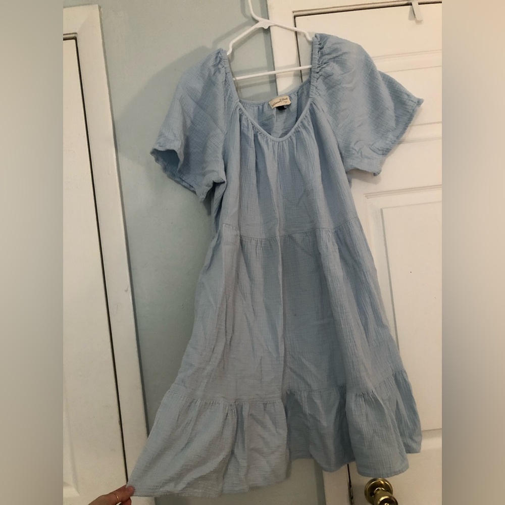 Sky blue knee length dress